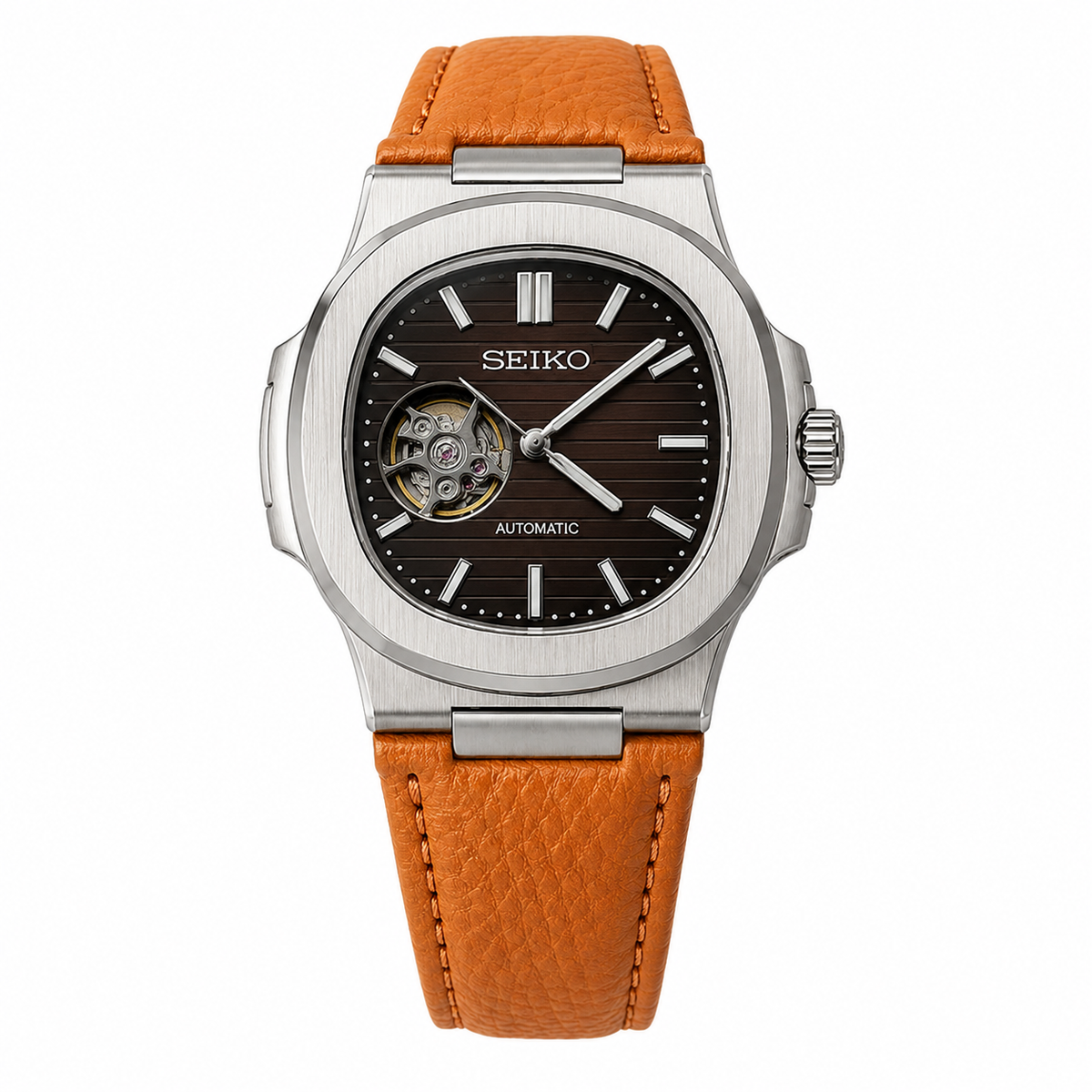 Relógio Nautilus SEIKO Open Heart 40mm Laranja