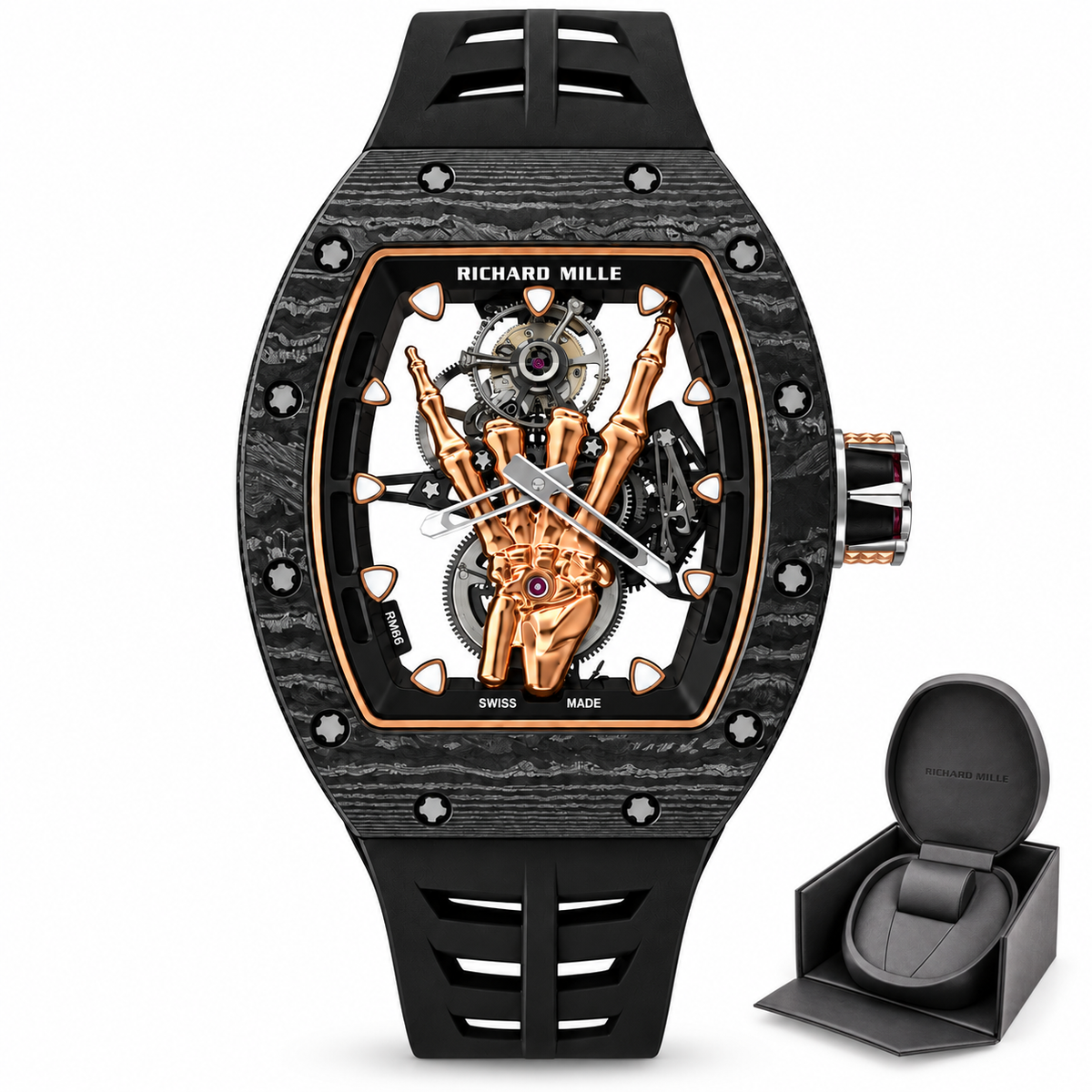 Relógio RM 66 Manual Winding Flying Tourbillon 43mm Super Clone - Acompanha Caixa