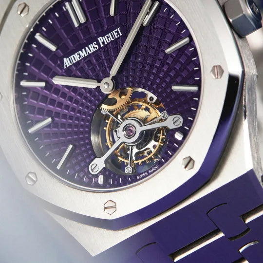 Relógio AP Royal Oak Tourbillon Extra-Thin Steel Purple Dial 41mm