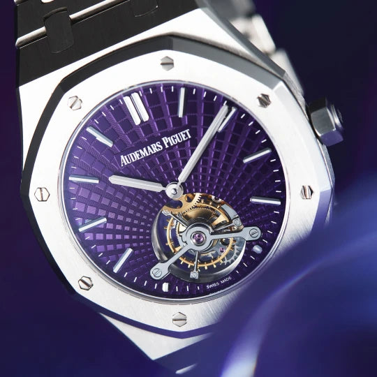 Relógio AP Royal Oak Tourbillon Extra-Thin Steel Purple Dial 41mm