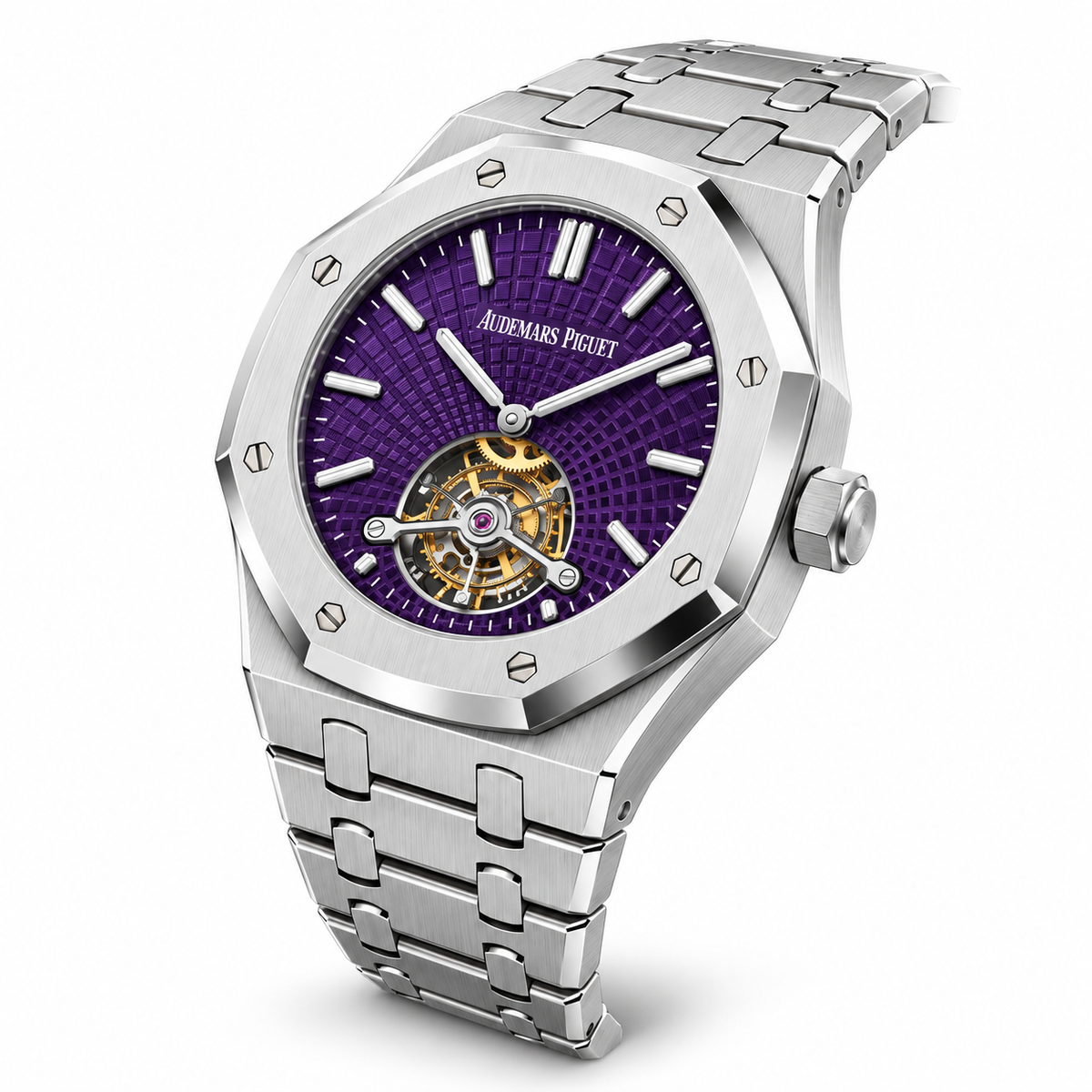 Relógio AP Royal Oak Tourbillon Extra-Thin Steel Purple Dial 41mm